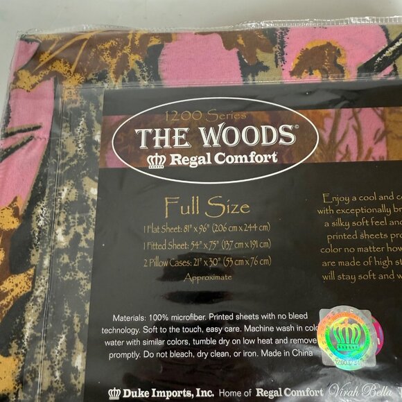 Regal Comfort The Woods Pink Camo Sheet Set Full Size Microfiber Bedding Sleep - Picture 4 of 9